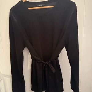 Simply Vera Black Long Sleeve Tie-Waist Top